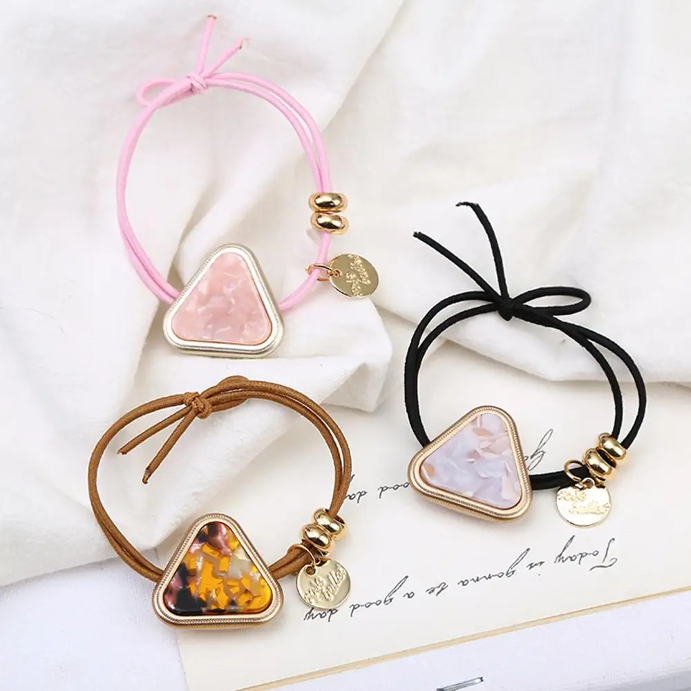 

Candy Color Marble Pattern Pendant Hair Rope Metal Elastic Rubber Bands Scrunchie Knotted Hair Ties elastique cheveux