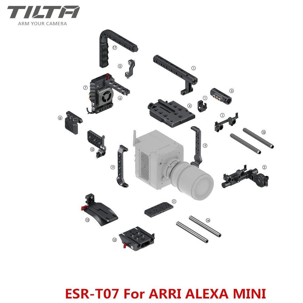 Tilta ESR-T07 rig for ARRI ALEXA MINI Camera Cage 15mm baseplate V mount Power plate Top Handle EVF support New Version | Электроника