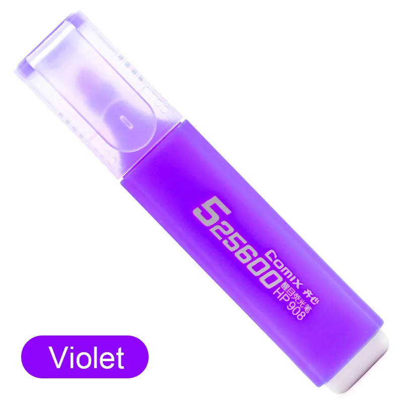 Comix High-capacity Highlighter Pen Marker Pens Cute Kawaii Stationery Material Papelaria Writing student Office School Supplies - Цвет: violet