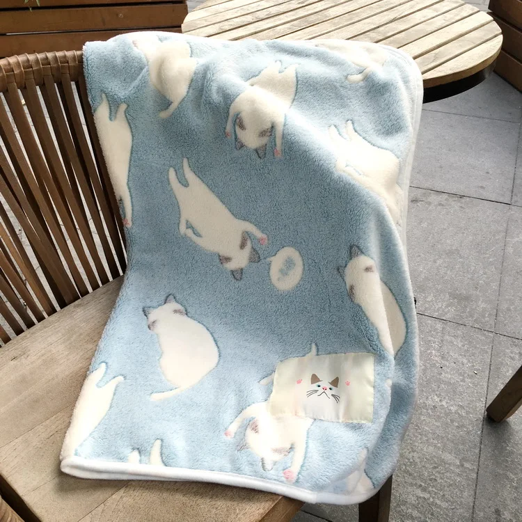 Buy 100x75cm Fleece Cat Blankets Cat Bed Mats House Cats Dogs Bed Blanket Cover