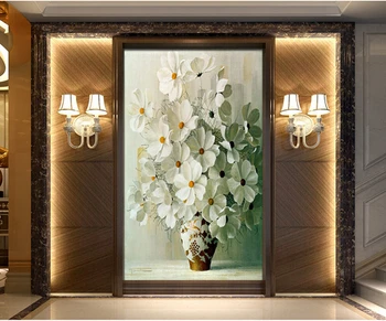 

8d/5d Large Papel Flower in vase Murals 3d Wall Mural Wallpaper for Living Room Home Decor 3d Wall Photo Murals Wall Paper