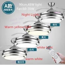 Вентилятор, 36/42 дюймов, 3 цвета, меняющий светильник, современный светодиодный, невидимый, потолочный вентилятор, светильник, дистанционное управление, потолочный светильник, 90/108 см, 110 В, 220 В, 240 В