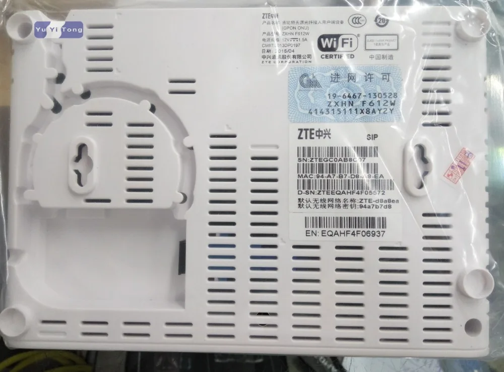 Оригинальный Новый ZTE F612W GPON ONU ONT 2FE + 1TEL wifi ZXHN маршрутизатор SIP или H.248 протокол|gpon