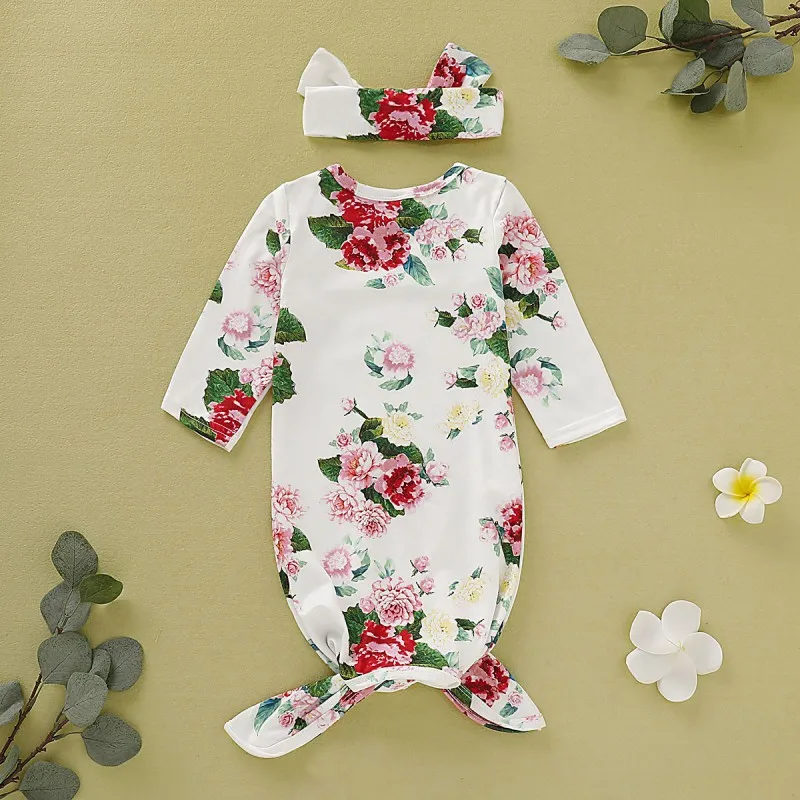 От 0 до 2 лет 2 шт., комплект для новорожденных, комплект осенней одежды для новорожденных спальный мешок; милый полосатый пеленки с цветами