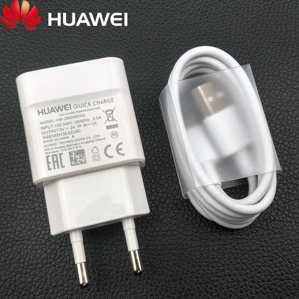 

Genuine Huawei QC2.0 Fast Charger 9V 2A EU plug Usb 3.1 Type-C cable quick charge adapter for P20 lite P9 P10 Nova 3 smartphone