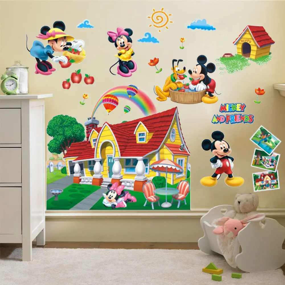 Fast shipping Hot sale cartoon 3Dkids Colorful Mickey Mouse Clubhouse Wall Sticker 3D Mural Decal Kids