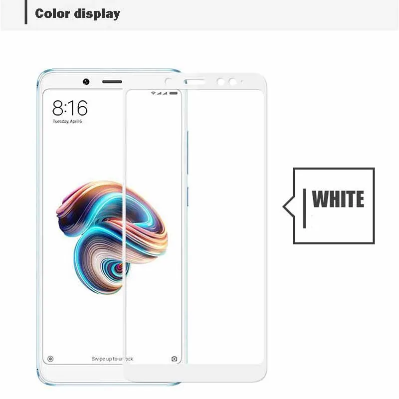 Закаленное стекло на Xiaomi Redmi Note 5 Glass Scratch-resistant защитное стекло на экрана сяоми редми 5 pro стеклоЧерная передняя пленка - Цвет: White