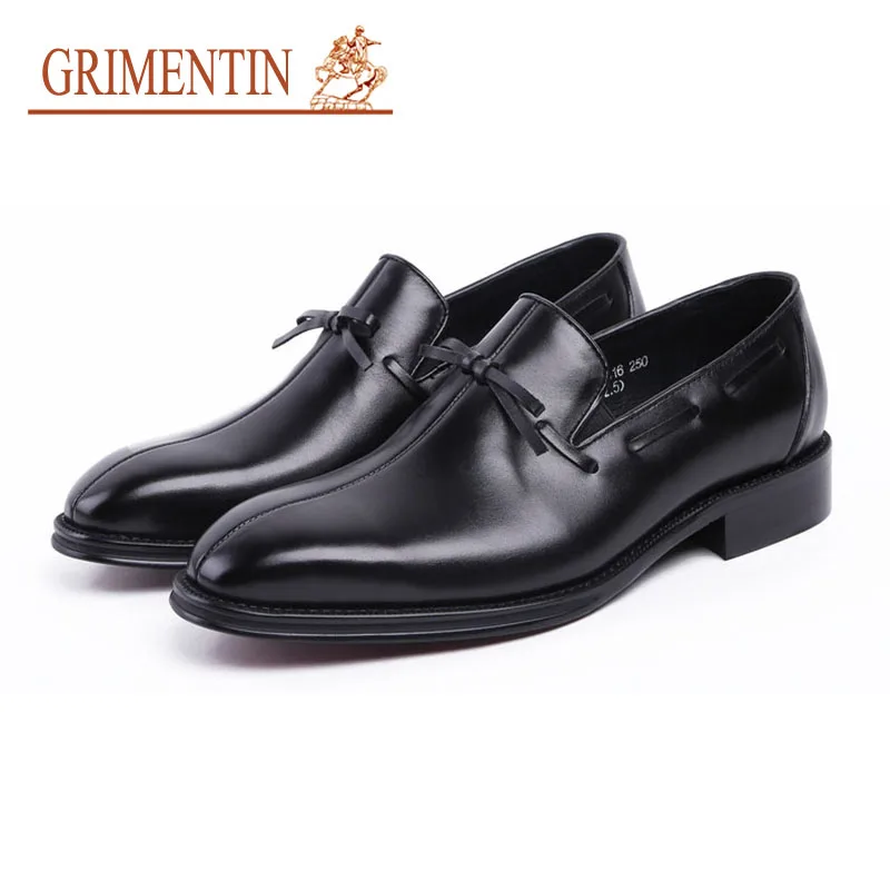 

GRIMENTIN Fashion Men Dress Shoes Genuine Leather Italian Classic Black Brand Formal Shoes For Business Wedding Office