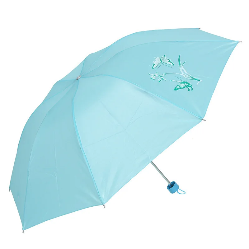 100pcs/Lot Free shipping Color plastic umbrella triple folding umbrella