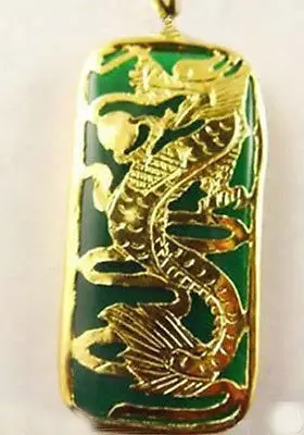 Jewelry Plated Dragon Carved Green Pendant Necklace | Украшения и аксессуары