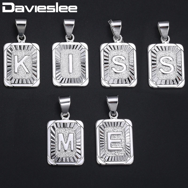 Подвеска с буквами Davieslee для мужчин и женщин подвеска квадратными A J Z заполненная