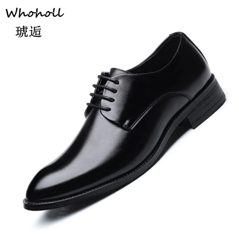 

Whoholl Men Wedding Shoes Microfiber Leather Formal Business Pointed Toe for Man Dress Shoes Men's Oxford Flats Plus Size 39-48
