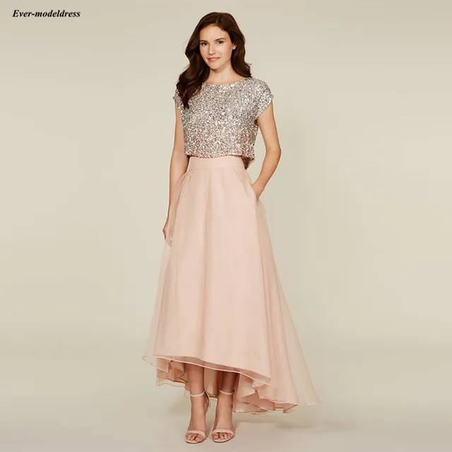 Best Offers Pretty Two Pieces A-Line Bridesmaid Dresses Sequins High Low Dresses For Wedding Party With Pockets 2019 Best Offers Pretty Two Pieces A-Line Bridesmaid Dresses Sequins High Low Dresses For Wedding Party With Pockets 2019