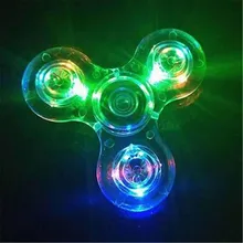 2017 Hot sell toy Crystal LED Hand Spinner Tri Fidget Tri-Spinner EDC Focus Kids ADHD Toy Finger Gyro