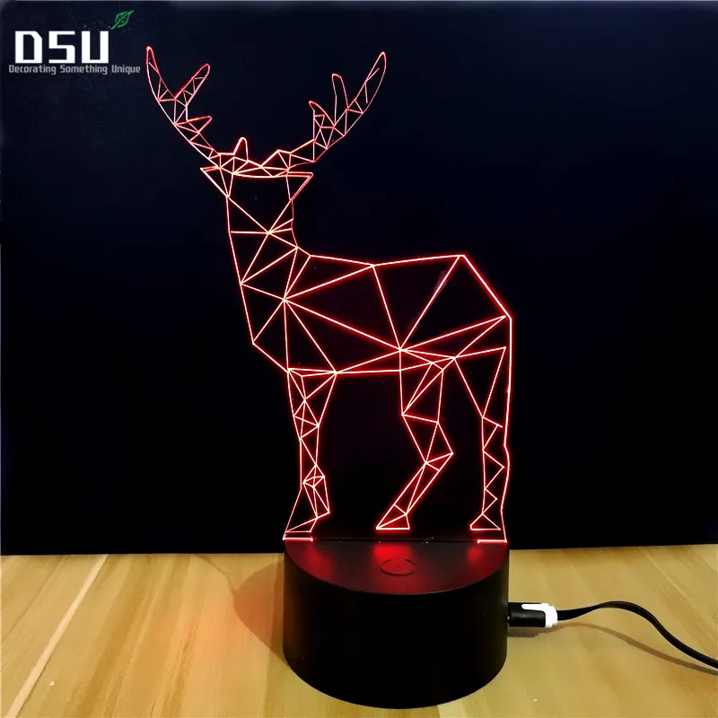 

Beautiful UP Deer 3D Led lamp Novelty Gifts 7 Colors Changing Animal Led Night Lights Desk Table,Party, Chritmas Decoration