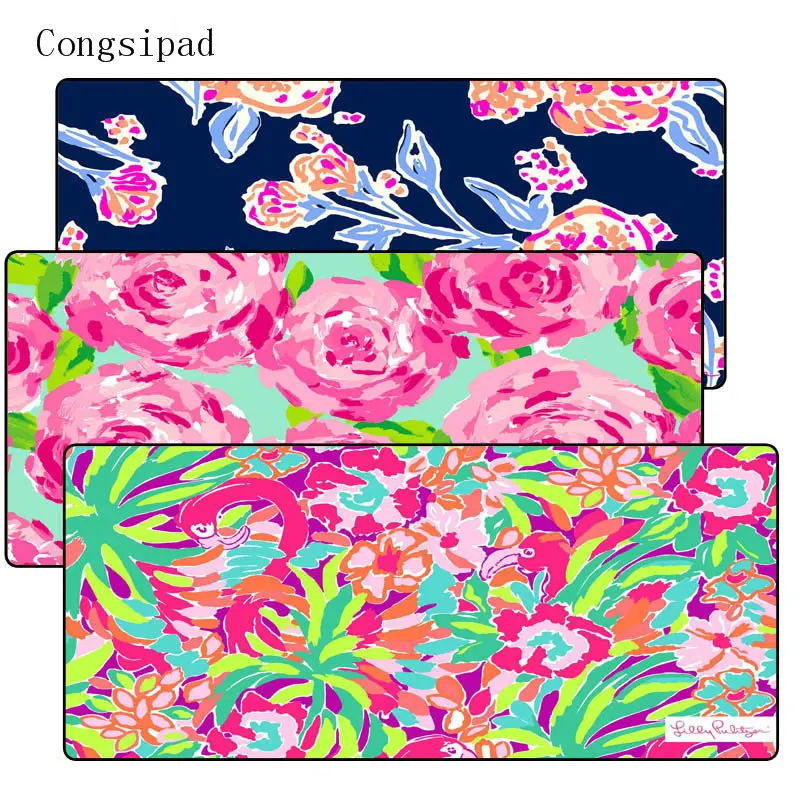Congsipad 900*400*2mm Gaming Mouse Pad Locking Edge Mousepad Mat For LOL Dota2 CS Mouse Mice Pad Game Player For Pink flowers