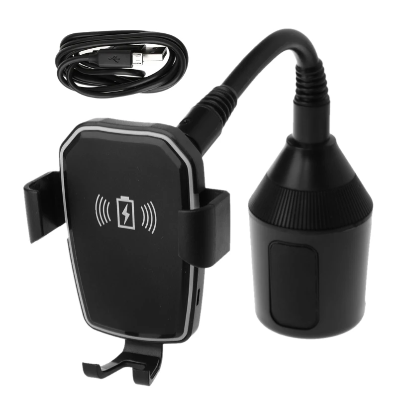 

Car Qi Wireless Charger Gooseneck Cup Holder Mount for iPhone X 8 Samsung S9 S8 Wireless Charger
