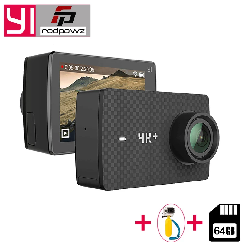 Goedkoop YI 4 k Plus Actie Camera + 64 gb Sd kaart 2.19 #039;Ambarella H2 voor SONY IMX377 12MP 155 graden 4 k Ultra HD voor Xiaomi 4 k + Sport Cam