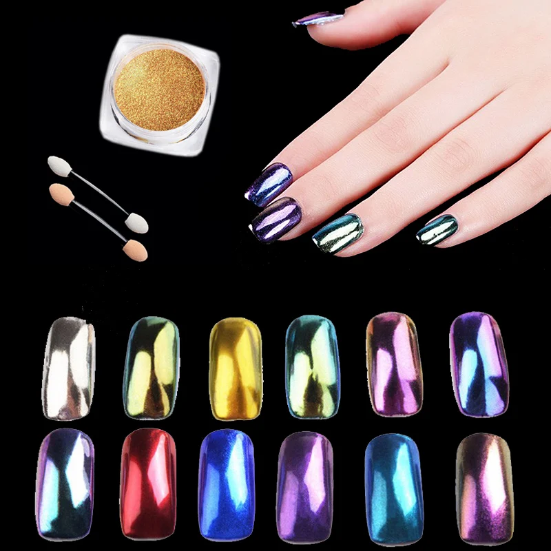 

2g/box Shinning Mirror Nail Glitter Powder Chameleon Flakes Multichrome Nail Art Chrome Pigment Glitters Dust Nail Decorations