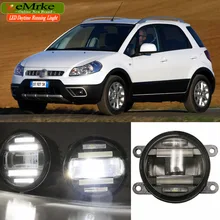EeMrke Стайлинга Автомобилей Для Fiat Sedici 2009-2015 2 в 1 LED Противотуманные фары Лампы Дрл Дневной Объектив ходовые Огни