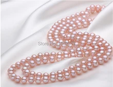 Noble Elegante 100% real collares de perlas AAA perla más destacado 80 cm/32 inch collares regalos para las mujeres Joyería Blanco rosa