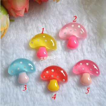 

10pcs/lot Flat back Kawaii Resin Pearl little mushroom cabochons for DIY 17*17mm
