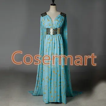 

Long Blue Game of Thrones Dress Daenerys Targaryen Cosplay Costume Party Halloween Dress Costumes