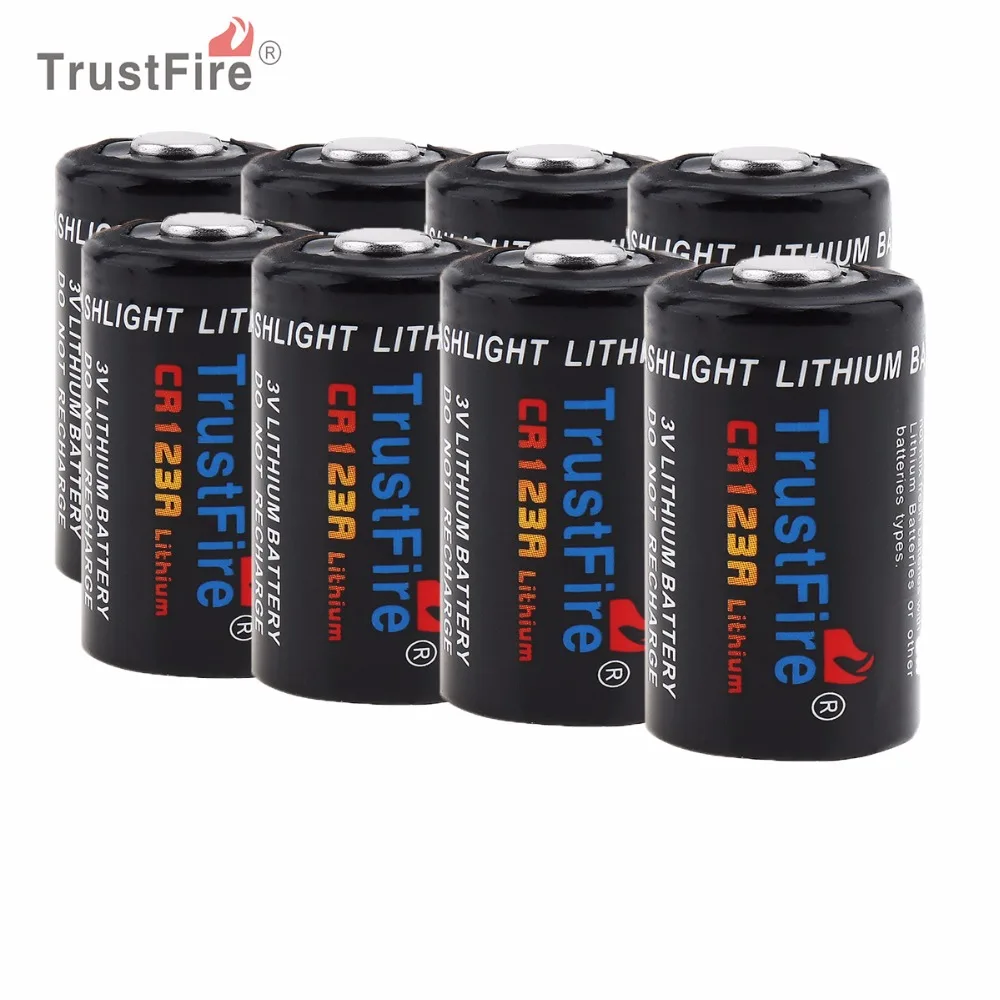 

TrustFire 8pcs CR123A 3V 1400mAh High Capacity Lithium Battery with Safety Relief Valve for Flashlight / Headlamp / Camera