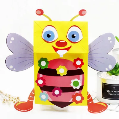 Ремесленные игрушки DIY бумажный мешок ручные кукольные игрушки ручной работы Обучающие Детские игрушки материал для изготовления посылка наклейки для животных картина - Цвет: bee