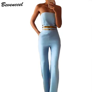 

Jumpsuits for Women 2020 New Arrival Women Sexy Bodysuit Strapless Waist Cut Out Bodycon Celebrity Evening Party Bodysuit
