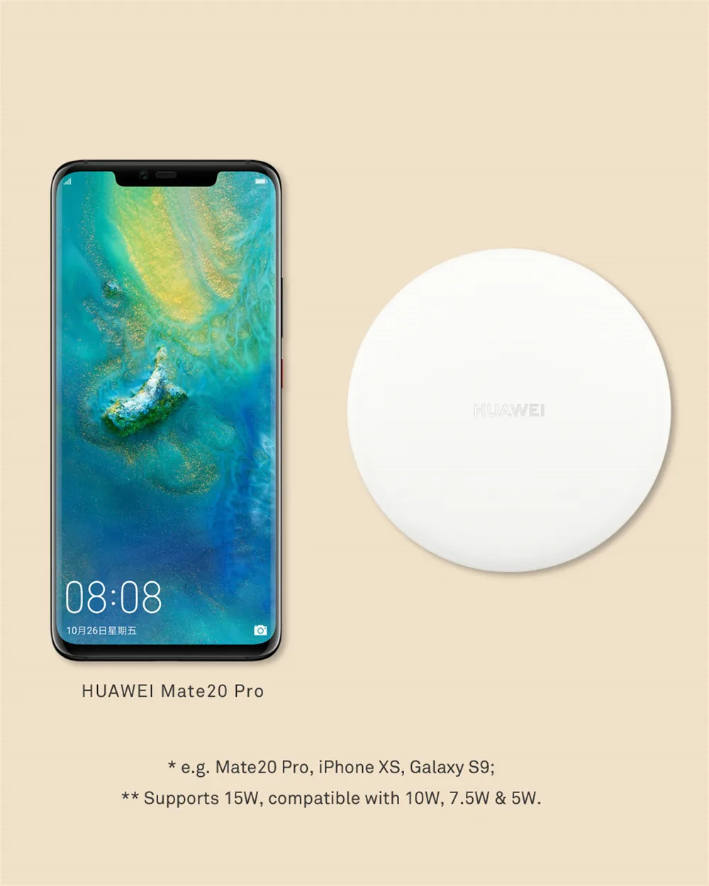 Huawei CP60 QI Max 15 Вт Быстрое беспроводное зарядное устройство для iphone Xs Max/XR/X/huawei Mate20 Pro/RS Galaxy S9 быстрое зарядное устройство