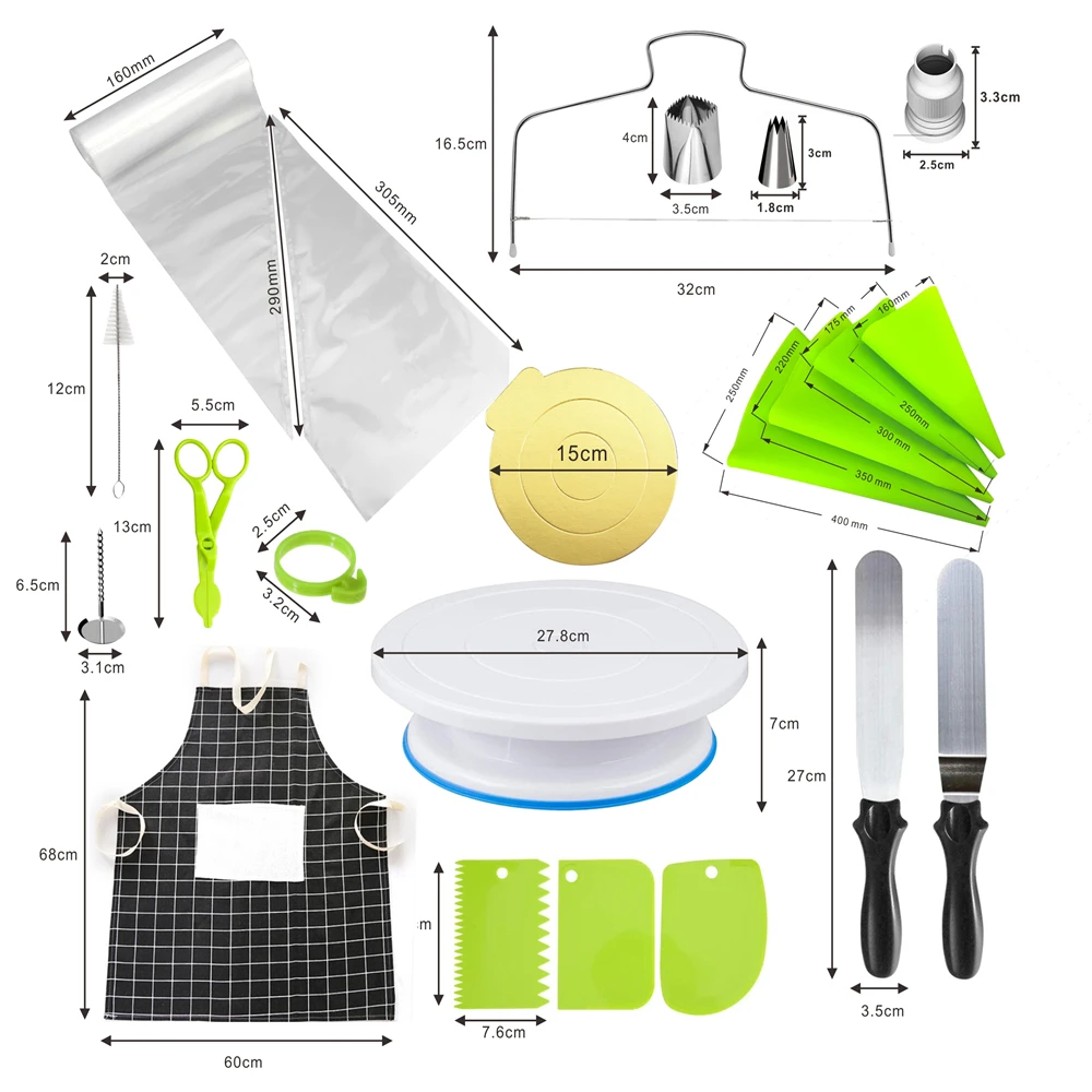 127 шт./компл. практичные инструменты для украшения торта кондитерский мешок сумка насадка для крема набор торта Поворотная тортовница слайсер DIY аксессуары для выпечки