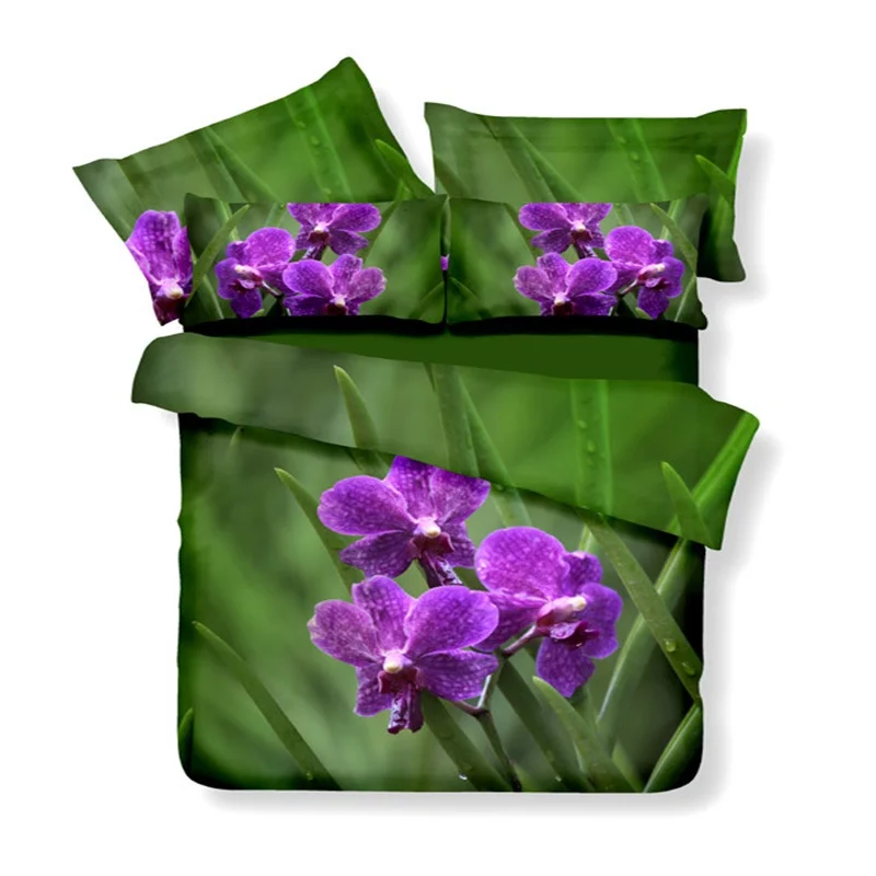 3D الأزهار طباعة فراشة السحلية الأخضر الفراش مجموعات الملكة حجم 100% القطن لحاف غطاء السرير ملاءات المخدة نوم مجموعات