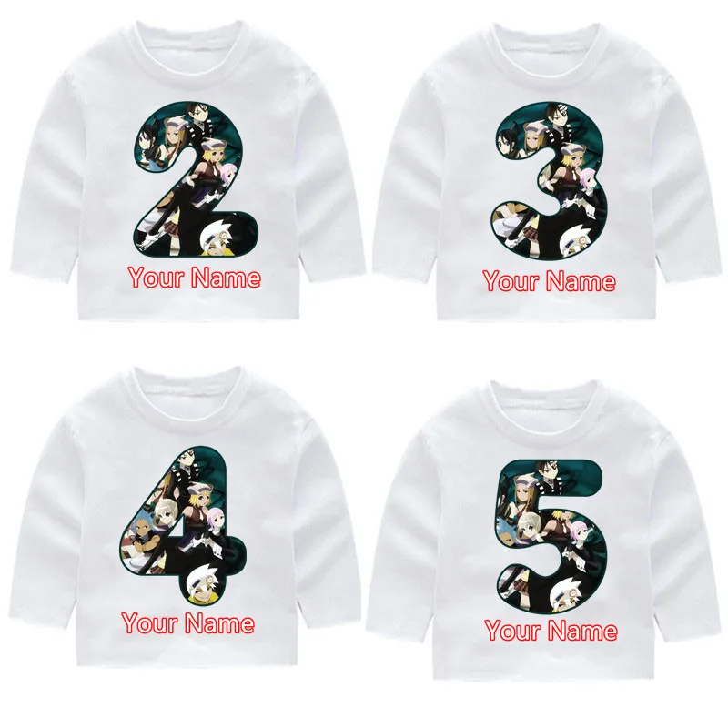

Children's Soul Eater Fashion Print Birthday Number Long Sleeve T-shirts Kid's Fall Long Sleeve Tops Baby Girl Harajuku Clothes