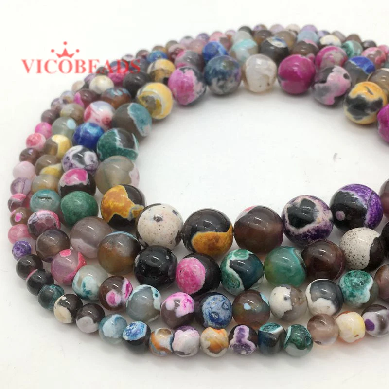 Factory Price Natural Stone Mixed colorful Fire Agates Beads 16&quot/Strand 6 8 10 12MM Pick Size | Украшения и аксессуары