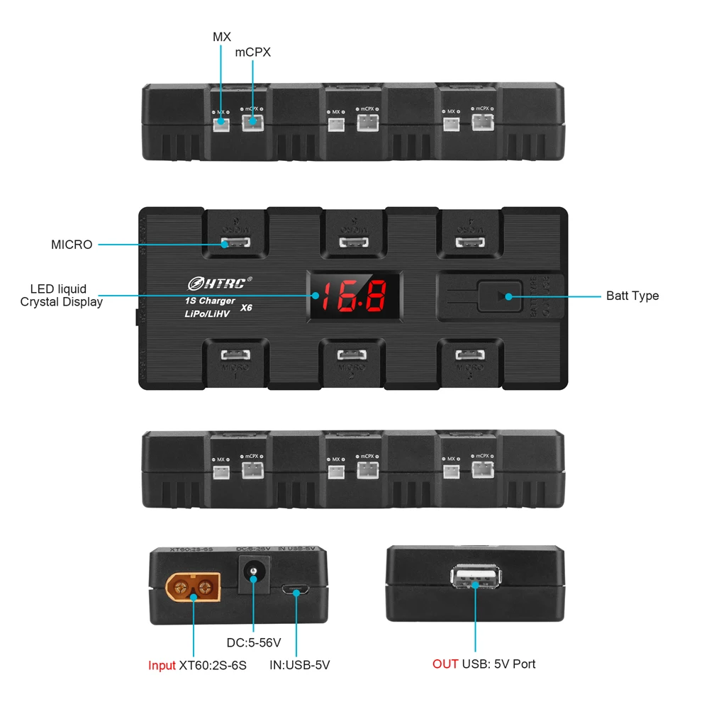 Cena HTRC 3.7V 1S LiHv ładowarka do baterii LiPo z mikro MX mCPX Port USB do Blade Inductrix RC Racing Drone Quadcopter RC ładowarka
