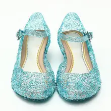 Ice Colors girl Shoes Children Casual Shoes Girl Princess Shoes Hole Elsa Anna Blue Crystal Shoes PVC Solid Toddler JM10