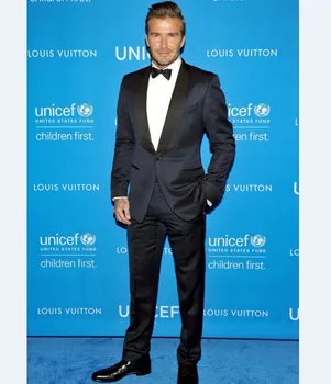 

New Arrival Mens Suits Groomsmen Shawl Black Lapel Groom Tuxedos Navy Blue Wedding Best Man Suit (Jacket+Pants+Tie) B667