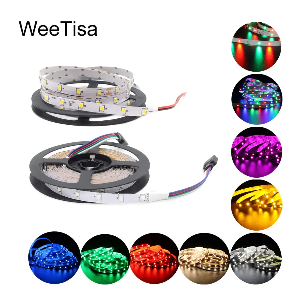 12 V Led Strip Light 5M Impermeabile Smd 2835 Bianco Caldo Rgb Dc 12 Volt Tv Retroilluminazione Flessibile Led Stripe Tape Ribbon Bias Lighting