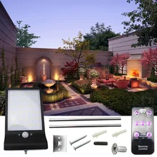 Обновление 7 цветов солнечной энергии уличный свет 950LM 48 Светодиодный PIR лампы для датчика движения Сад безопасности лампа открытый настенный светильник с палкой