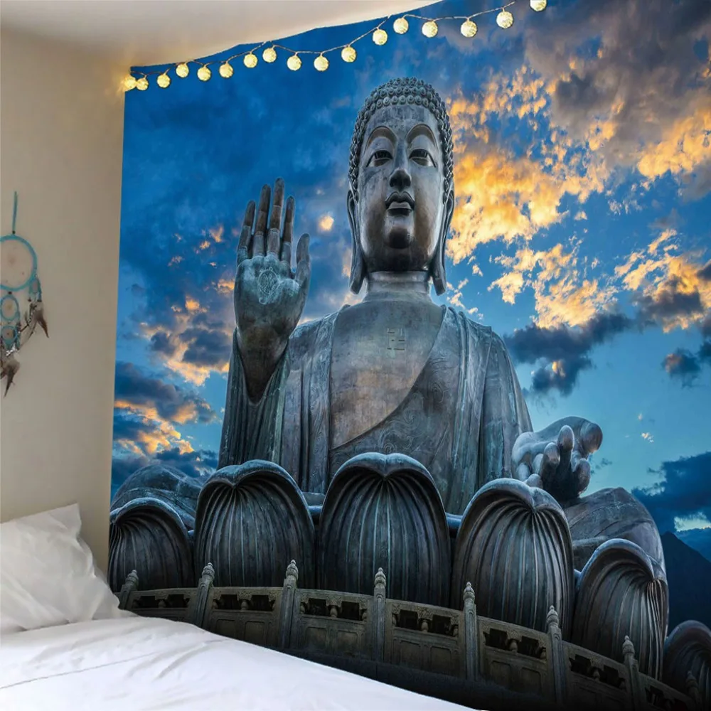 

Buddha statue Wall Hanging Tapestry Printed Decorative Indian Mandala Bedspread Dorm Cover Beach Towel HomeDecoration