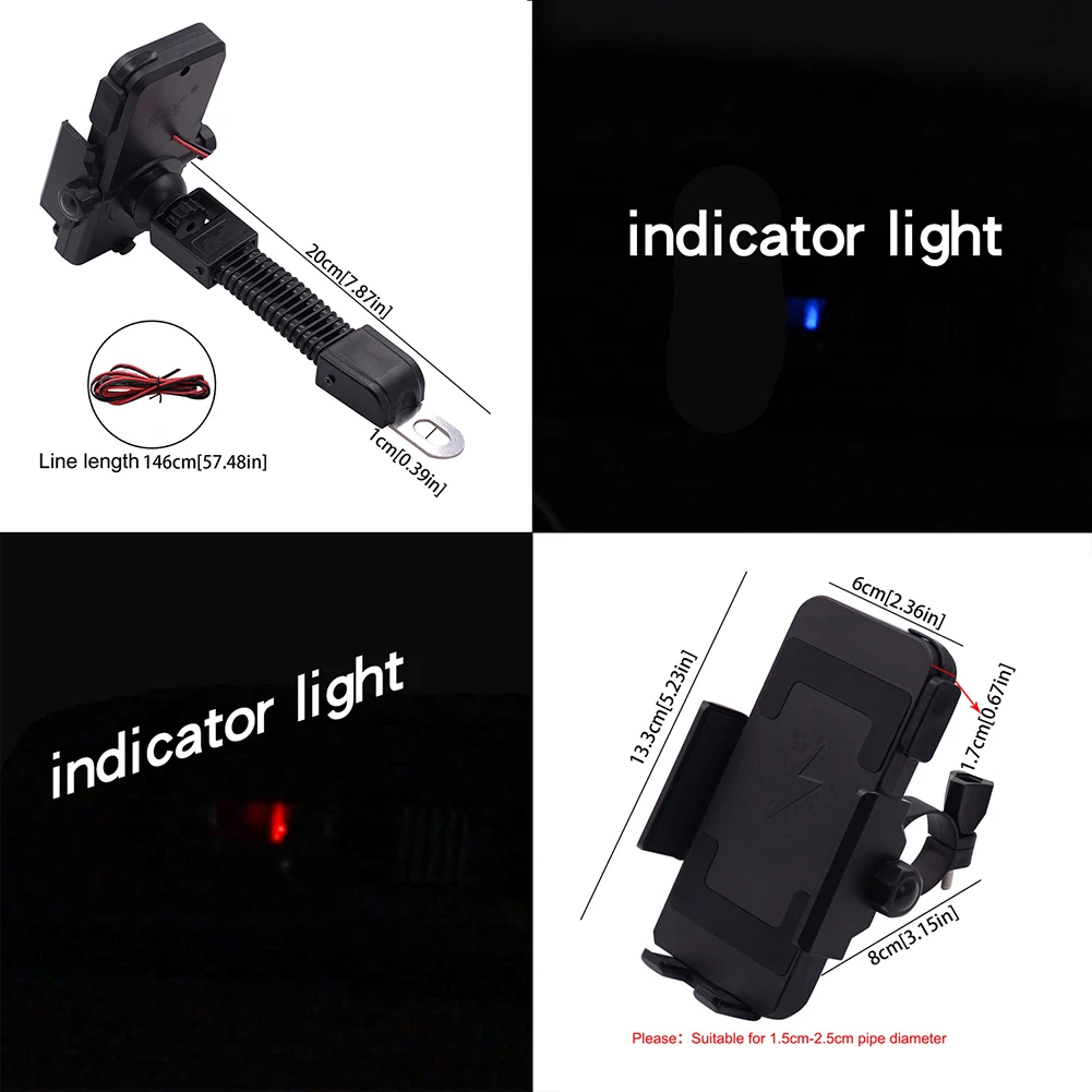 Телескопическая CS-7901A1 мотоцикл телефон Qi быстрая зарядка беспроводное зарядное устройство кронштейн держатель