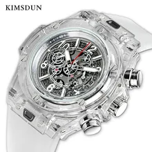 KIMSDUN Men's Fashion Trend Luxury Sports Quartz Chronograph Watch Transparent Watch Military Classic Silicone Relogio Masculino