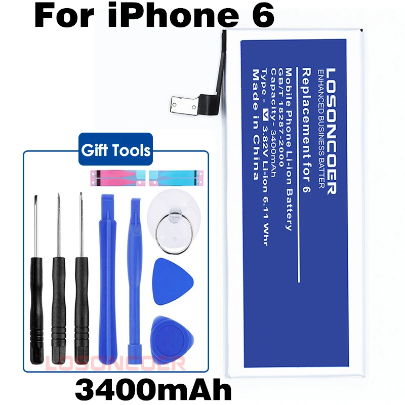 2019 LOSONCOER 4000 мАч запасной аккумулятор для Apple iPhone 6s 6 4 7 дюйма инструменты +