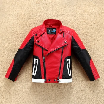 

2018 Spring winter Fashion Leather Boys girls Jacket Brand Design Infant Girls Coats for 3 4 6 8 10 12 Years Children's Jackets