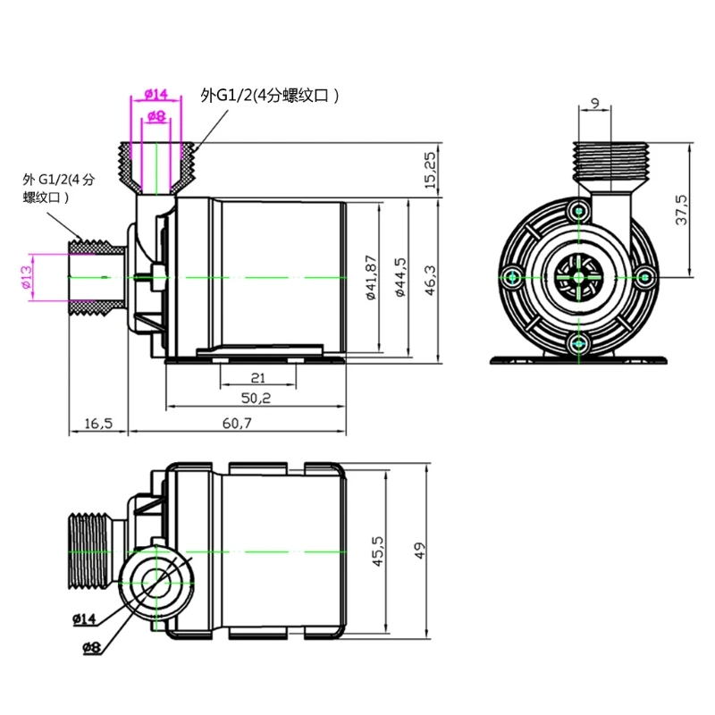 800L/ч 5 м DC 12V 24V Солнечный безщеточный Водяной циркуляционный насос для воды высокое качество