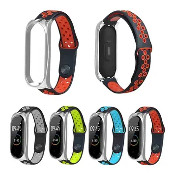 

Breathable Two-tone Soft Silicone Metal Buckle Wrist Strap Watchband Replacement for Xiaomi Mi Band 4/3 Smart Sports Bracelet Ac
