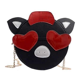 

LJL-Cute Bag Female Foreign Funny Chain Pig Pig Bag Ugly Cute Shoulder Slung Small Round Bag