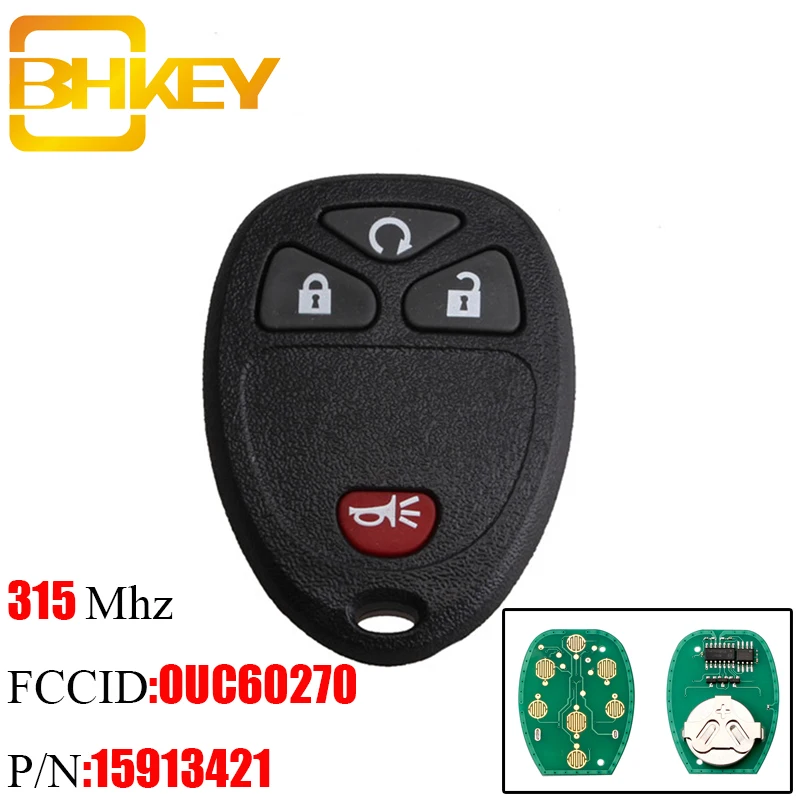 BHKEY 4 кнопки дистанционного ключа автомобиля DIY для Chevrolet AVALANCHE SILVERADO TAHOE 2007- OUC60221 OUC60270 15913421 ключ