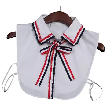 

New Fashion Women Lace Bow Detachable Lapel Choker Necklace Shirt Fake False Collar Cotton Material Soft Neck Wear